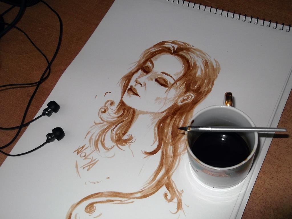 Рисование кофе, чаем